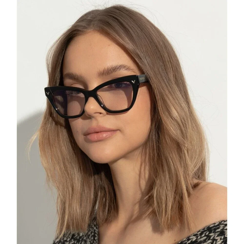 NWT VALENTINO EYEGLASSES CAT EYE WOMEN BLACK EYEWEAR